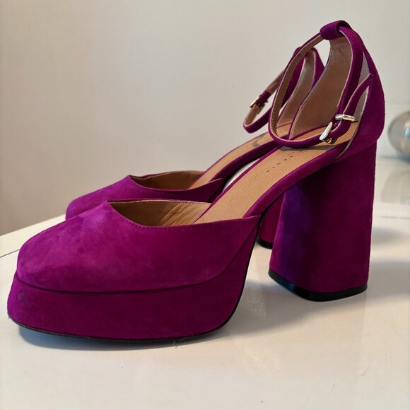 Roberto Festo Fuchsia Suede Platform Shoes - Picture 1 of 7